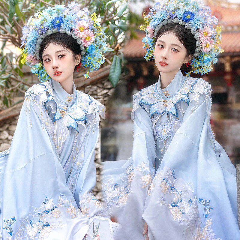 泉州浔埔女簪花服装明制汉服写真复古旗袍民族风外景拍照旅拍摄影