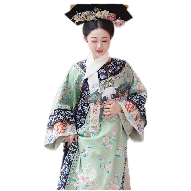 清代宫廷风汉服旗袍写真女装满清旗装清朝格格服装连衣裙摄影衣服