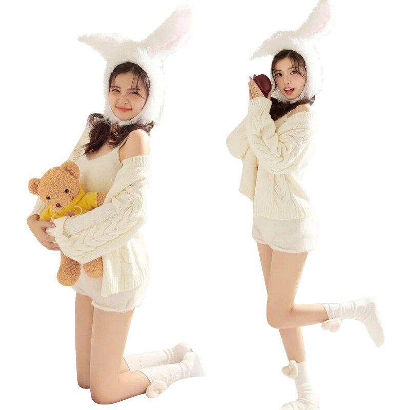 2026新款秋冬圣诞新年毛衣写真主题服装兔年个性少女艺术照摄影服