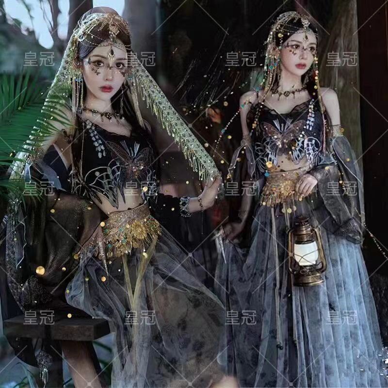 敦煌风汉服女哈尼异域风情西域大漠公主西双版纳傣族拍照写真服装
