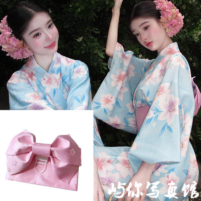 影楼新款个人日式樱花少女改良浴袍和服甜美小清新艺术拍照摄影服