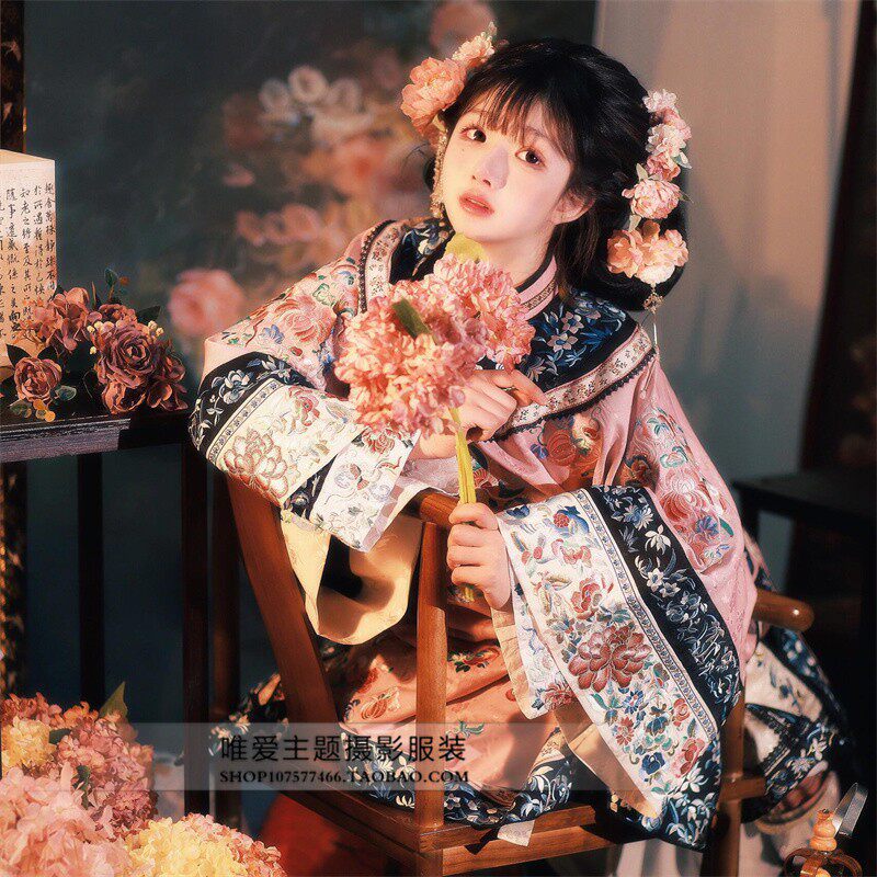 影楼新中式国风女装晚清服装格格旗装清朝改良汉服日常马面裙套装