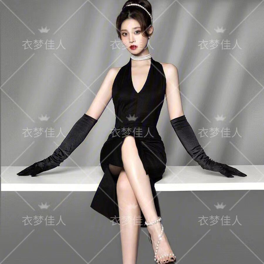 影楼写真主题服装新款夏季法式赫本风轻奢小礼服拍照女封面艺术照