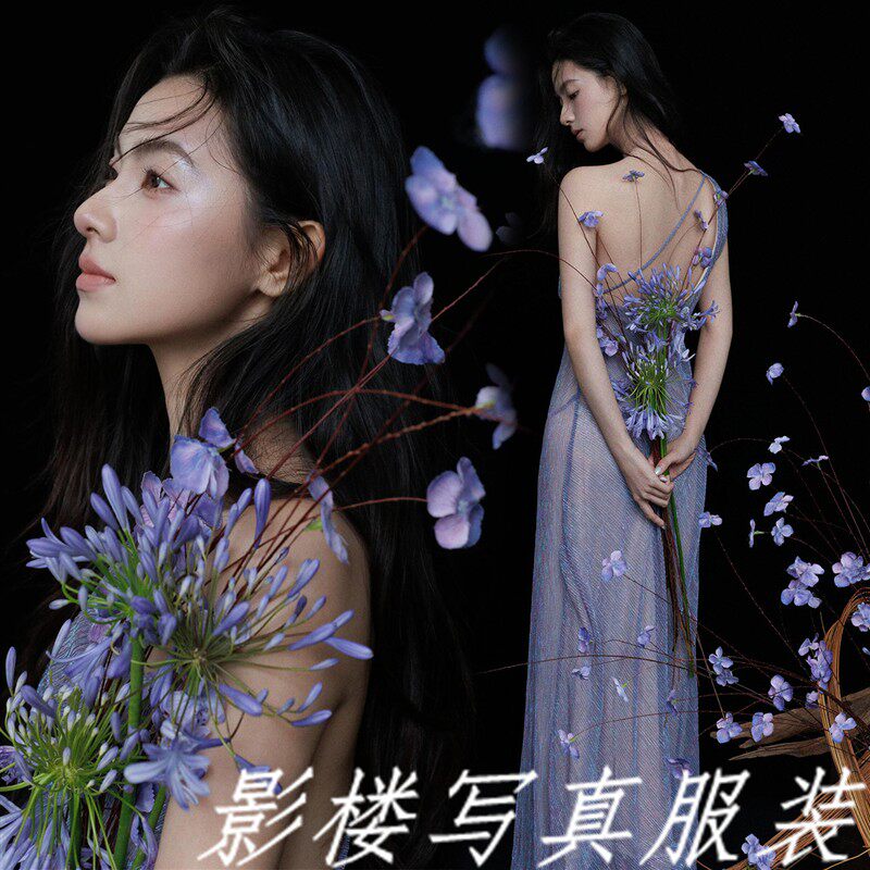 影楼新款梦幻仙女风抹胸孕妇写真礼服森系白月光孕妈咪摄影连衣裙
