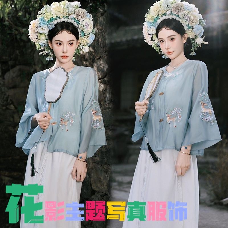 泉州浔埔女簪花明制汉服古装写真服装复古旗袍民族风外景旅拍摄影