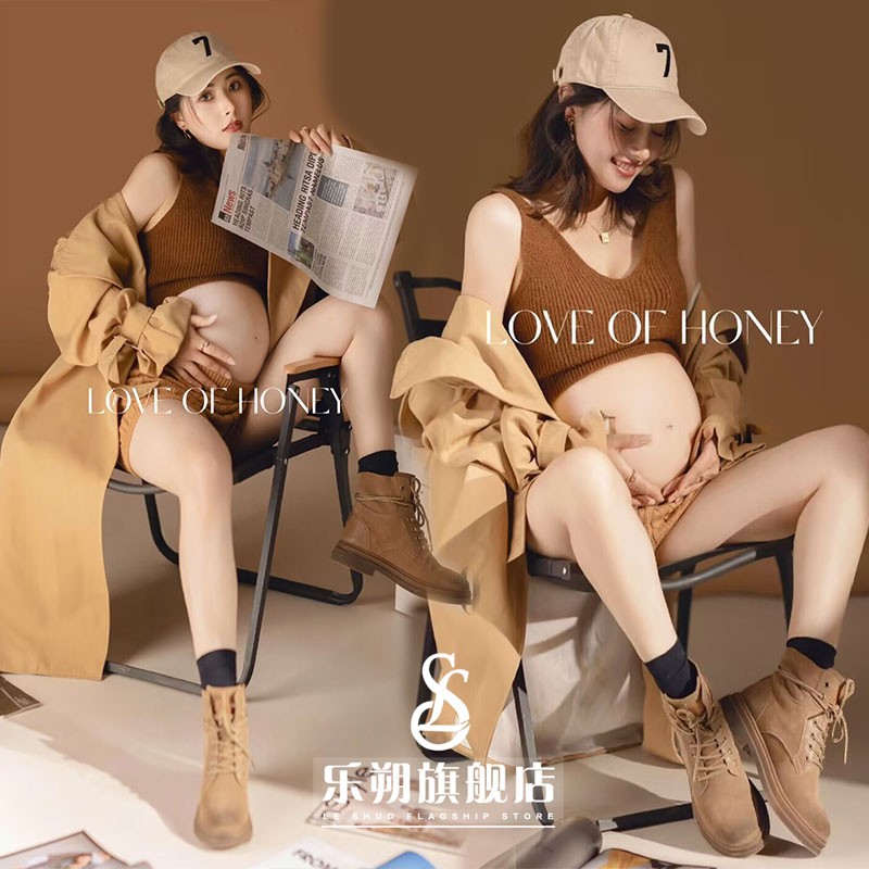 孕妇拍照服装影楼主题新款艺术照可爱清新运动风棒球服孕妇照衣服