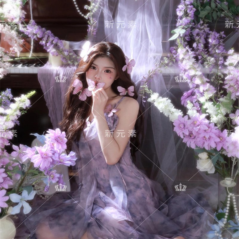 影楼新款韩系画报风氛围感艺术照服装甜美少女纯欲风摄影写真裙子