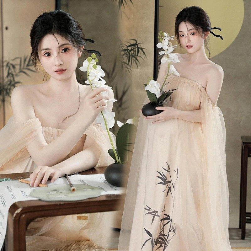 孕妇拍照服装影楼新款复古新中式抹胸裙小清新孕妈咪大肚摄影衣服,户外/登山/野营/旅行用品,其他户外服装,淘宝优惠券,粉丝福利购,淘宝优惠卷