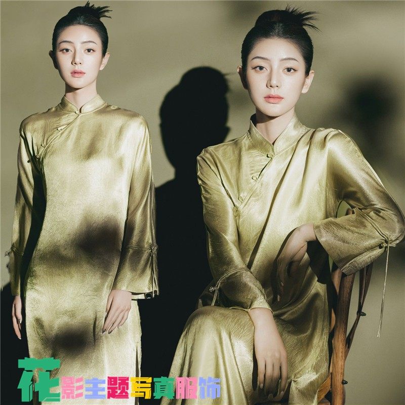 秋季民国风复古旗袍影楼新款改良年轻款敬酒服长袖少女连衣裙长款