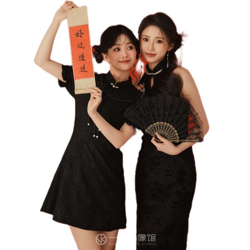 2026新款影楼主题拍照新中式国风新春写真闺蜜旗袍艺术照摄影服装
