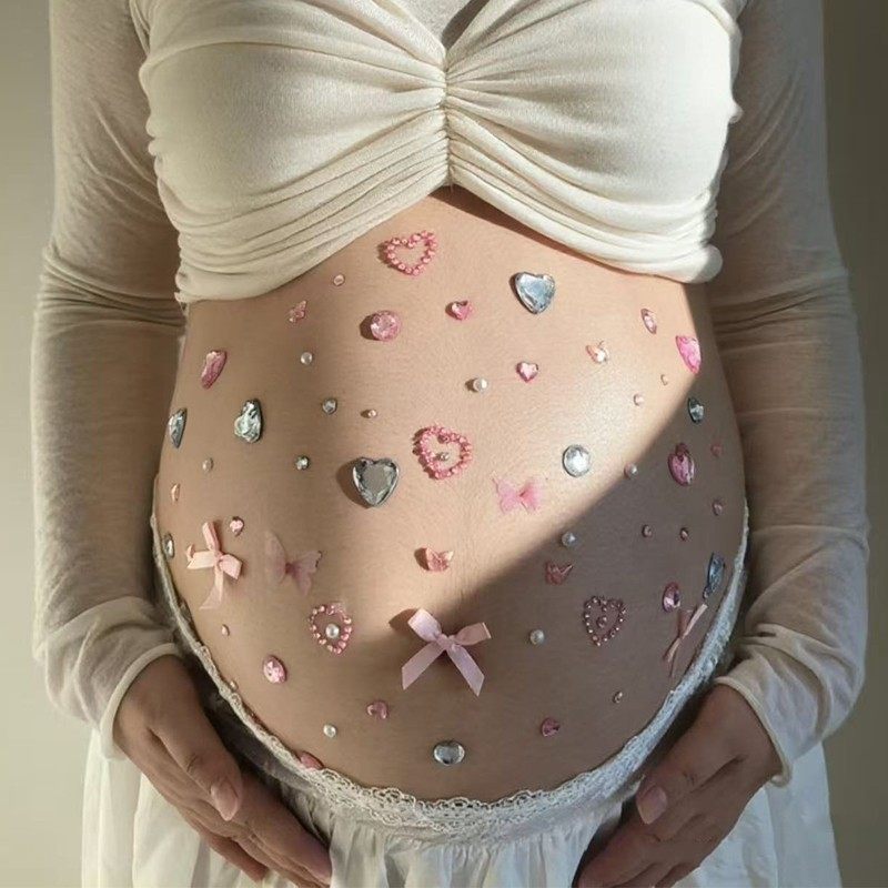 孕妇照在家自拍道具贴纸氛围感小众设计爱心钻蝴蝶贴纸装饰孕肚贴,个性定制/设计服务/DIY,动漫/cos制服定制/加工,淘宝优惠券,粉丝福利购,淘宝优惠卷