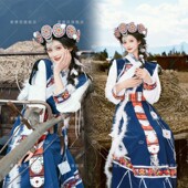 新款 女云南丽江少数民族摩梭成人披星戴月旅拍演出服 纳西族服装
