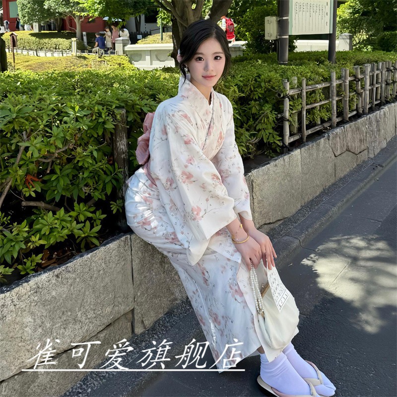 日式花色和风浴衣摄影写真新款和服女改良版复古风连衣裙神明少女
