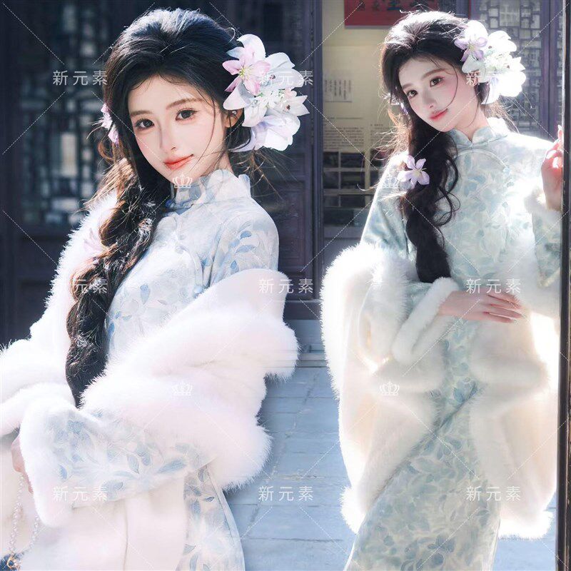 照相馆新款个人拍照中国风旗袍温柔新中式复古高级感少女写真洋装