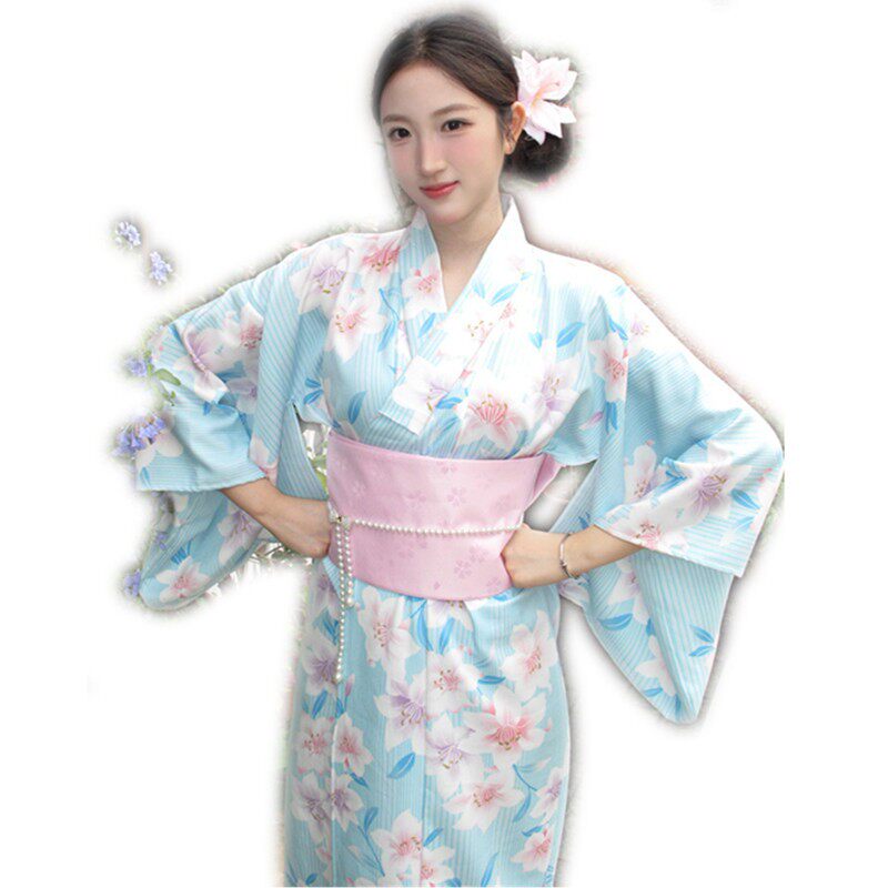 新款和服改良版日式传统神明连衣裙浴衣樱花少女写真拍照摄影服装