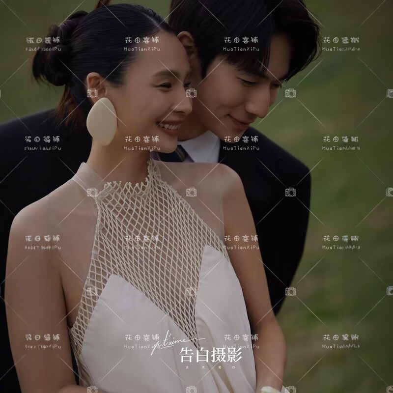 影楼新款晨拍礼服女新娘结婚晨袍森系轻婚纱高级感气质小众挂脖