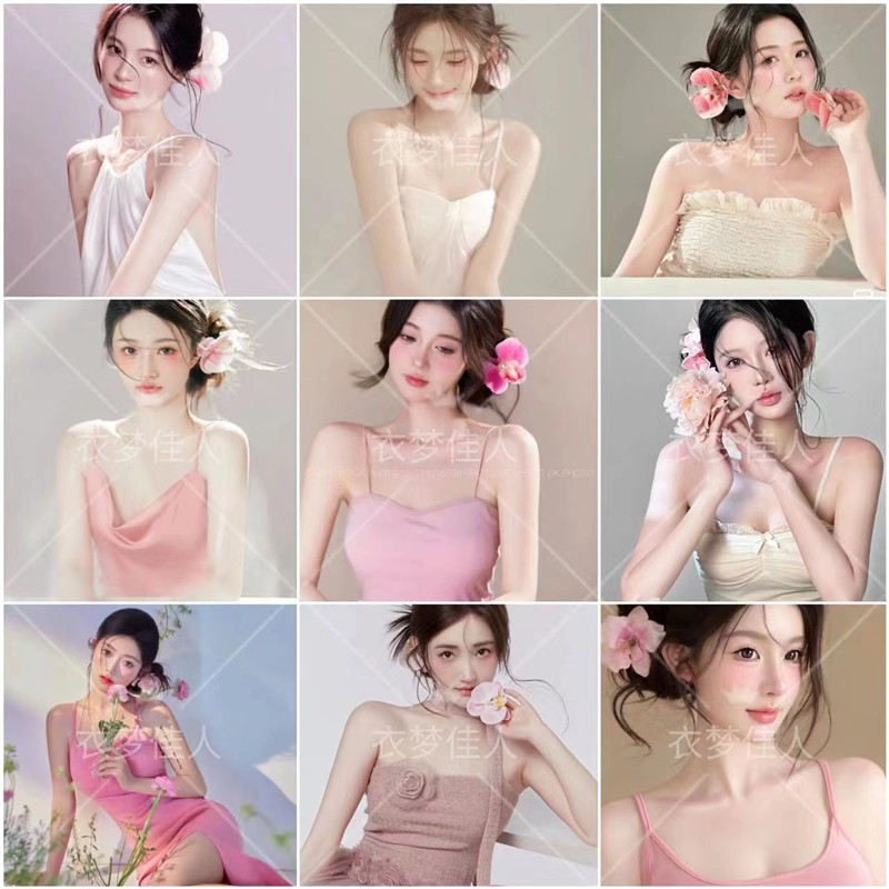 新款早春蝴蝶兰影楼主题写真服装纯欲风少女个人肖像艺术照摄影服