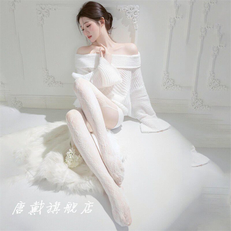 影楼纯欲极简风白色一字领针织罩衫女温柔慵懒风氛围感艺术写真