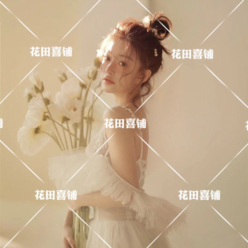 法式优雅复古写真拍照蕾丝婚纱 女神梦幻甜美礼服 文艺影楼拍照服