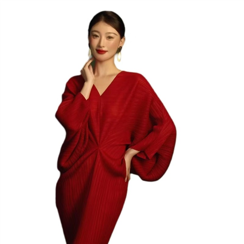 影楼新款高级感新中式国风红色肖像连衣裙个性形象艺术照摄影服装