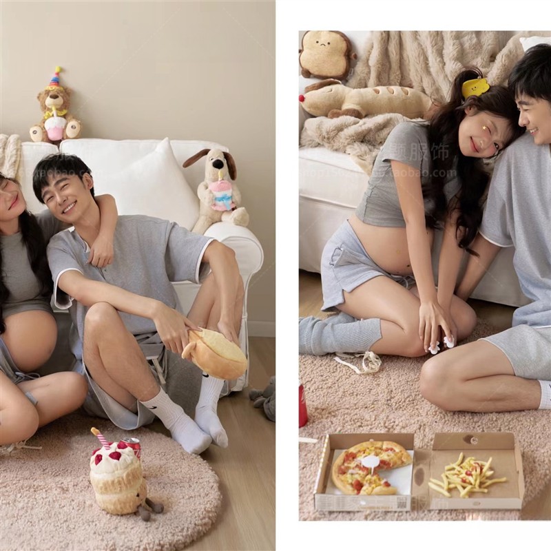 影楼新款24年孕妇情侣写真温馨可爱风室内拍照夫妻艺术照摄影服装