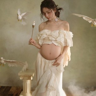孕妈法式油画风拍照服装 艺术照写真造型服 纯欲复古风怀孕拍摄服