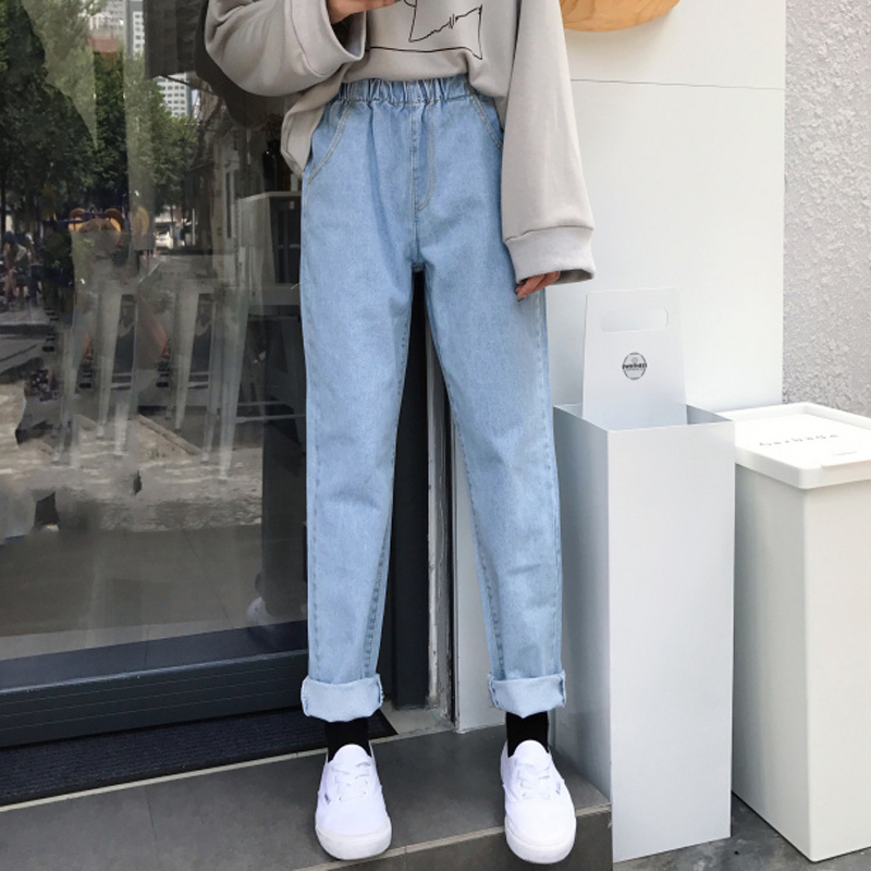 2018´º×°Ð¿î°Ù´îÔËÞ·çchic¾í±ßÅ£×г¤¿ãËɽôÑü¿íËÉÏÔÊݹþÂ׿ãÅ®