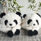 仿水貂毛绒熊猫帽子头套冬天护耳帽宝宝儿童成人成都基地纪念品