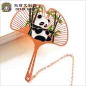 熊猫书签文具镂空杏叶可爱玫瑰金精致中国风成都文创纪念品礼物