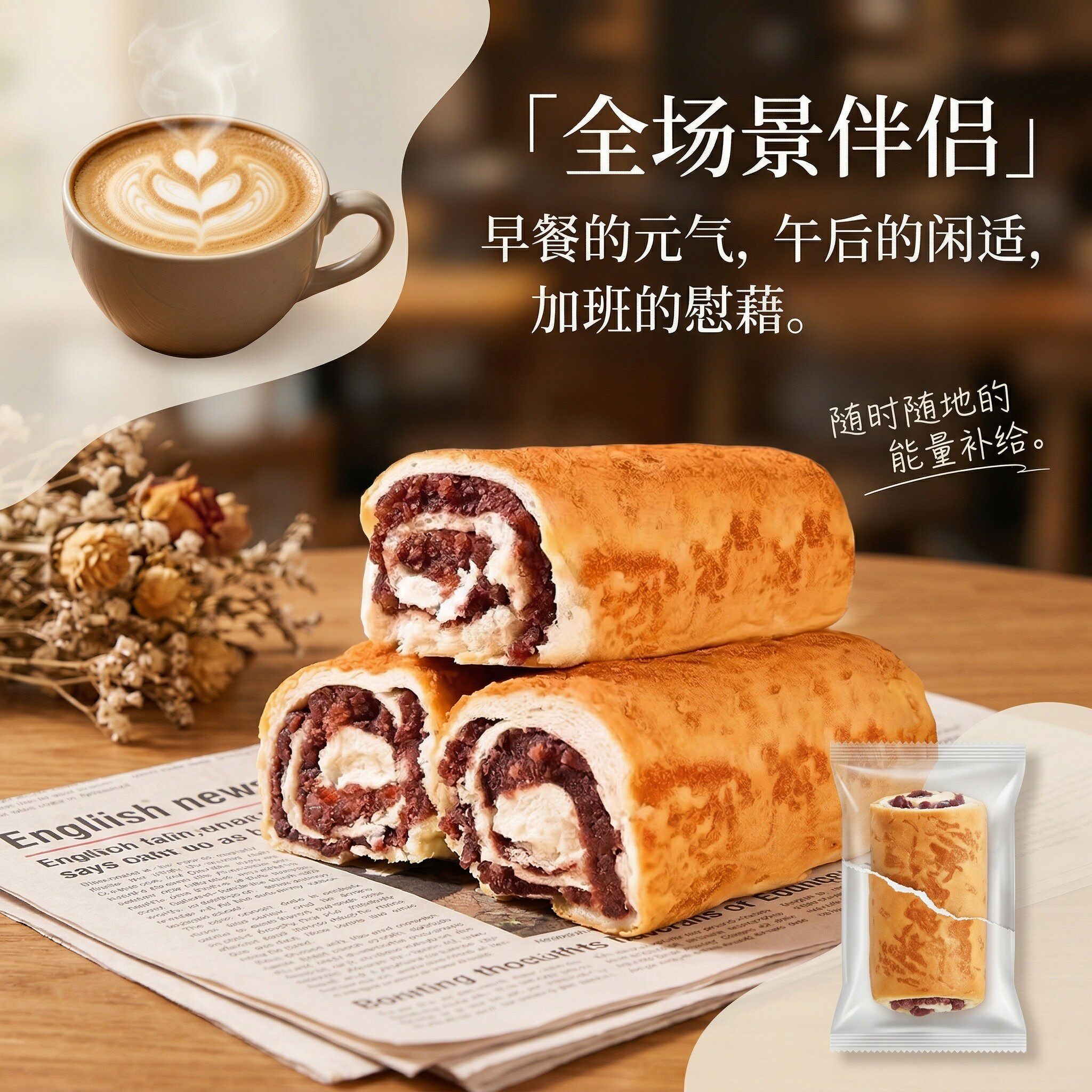 椰香红豆沙面包夹心面包巧克力奶油低温烘焙独立包装早餐糕点