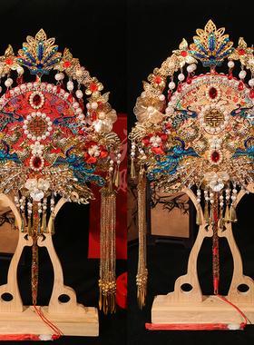 京舟词原创 双面双色新娘结婚团扇中式婚礼手工diy材料包成品高级