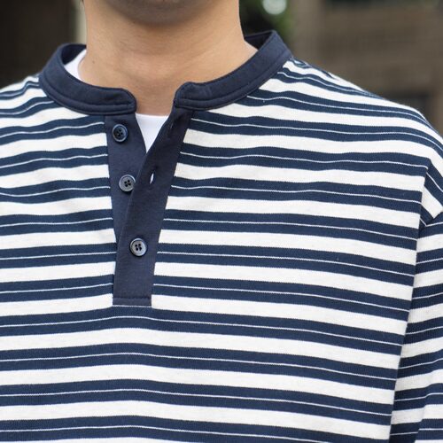 日系复古亨利领常规款休闲长袖