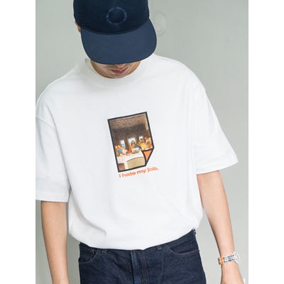 LABSTORE 夏日趣味印花圆领短袖tee恤 恶搞宽松款舒适透气男