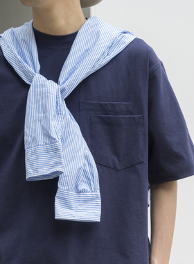 LABSTORE 重磅面料 220g 双口袋叠加 纯色短袖圆领TEE恤 日系宽松