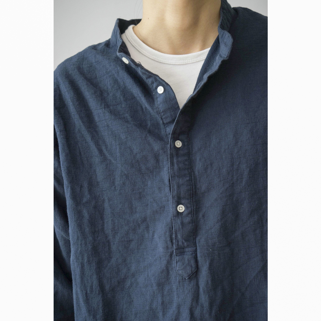 推荐日系小立领套头宽松衬衫