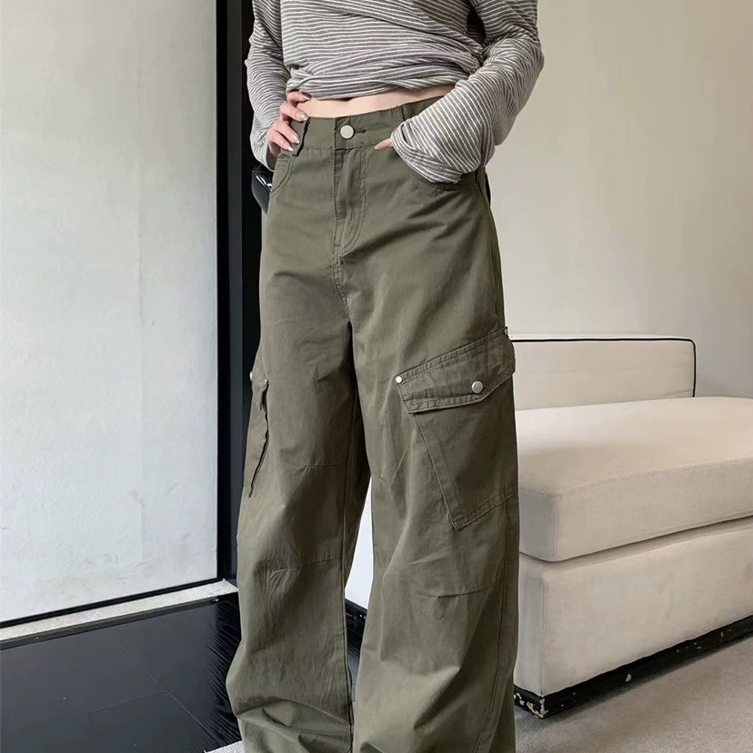 ACC秋上新复古工装风宽松多口袋设计筒裤工装裤95959