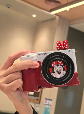 适用索尼ZVE10二代相机包A6400壳红色A7C2保护套A7CR可爱卡通数码