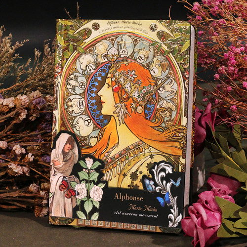 少女心插画加厚星座日记本穆夏