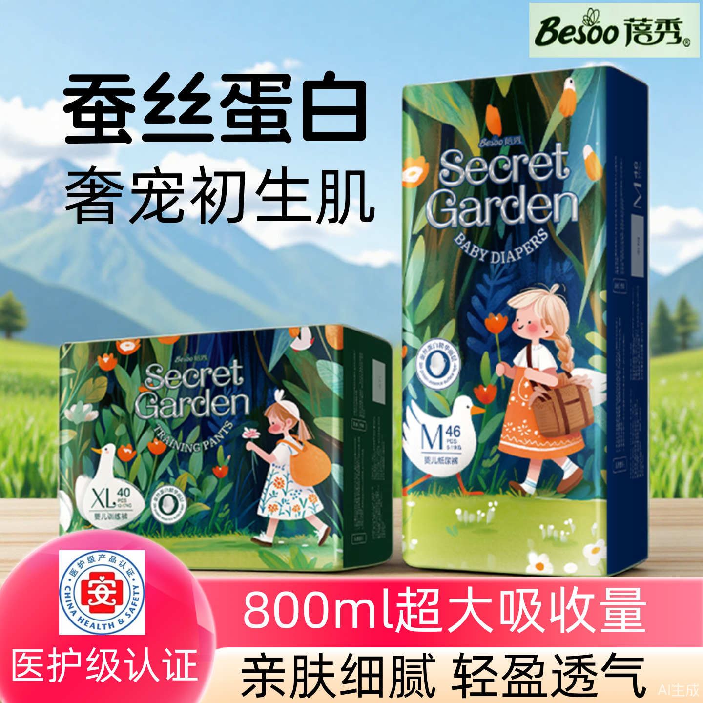 蓓秀蚕丝蛋白宝宝拉拉裤秘密花园婴儿纸尿裤全包臀湿柔软奢尿不湿,婴童尿裤,拉拉裤/学步裤/成长裤正装,淘宝优惠券,粉丝福利购,淘宝优惠卷