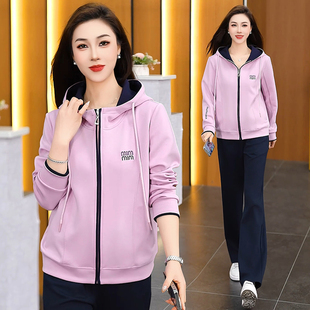 休闲连帽开衫女2026新款宽松百搭减龄妈妈装外套春三月上衣