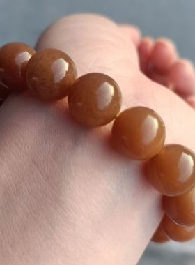 强烈推荐新疆且末老坑料红糖玉手串颗颗圆润饱满色泽浓郁高端12mm