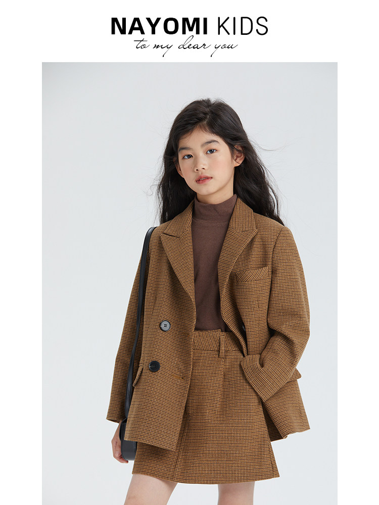 NAYOMI 맞춤형 정장 재킷 어린이 양모 모직 코트 가을 느슨한 느슨한 중간 및 대형 어린이 영국 스타일 정장