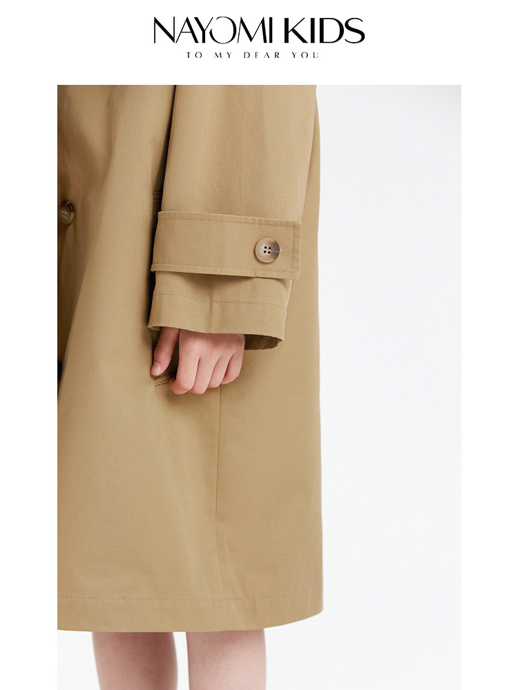 NAYOMI 키즈 윈드 브레이커 자켓 영국 스타일 중간 길이의 혼 버튼 빅 포켓 하이 엔드 가을 자켓
