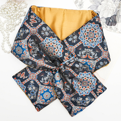 【宋锦围脖】亲肤桑蚕丝高档柔软围巾香云纱民族风秋冬国风护脖