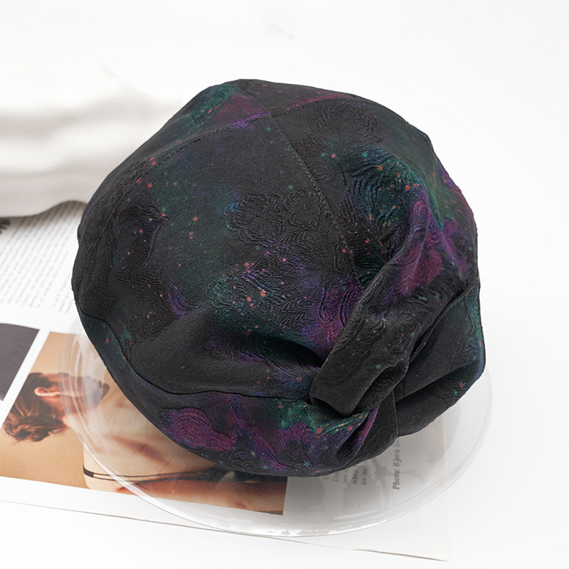 香云纱【星空贝雷帽】真丝帽子可折叠四季防晒单帽