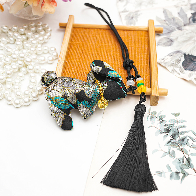 宋锦【兔子】挂件桑蚕丝真丝国风挂饰车用卧室吊坠