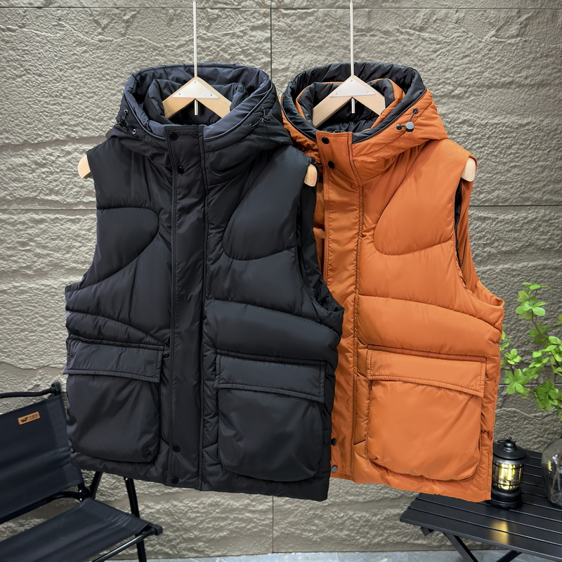 24年秋冬季连帽款男士休闲坎肩