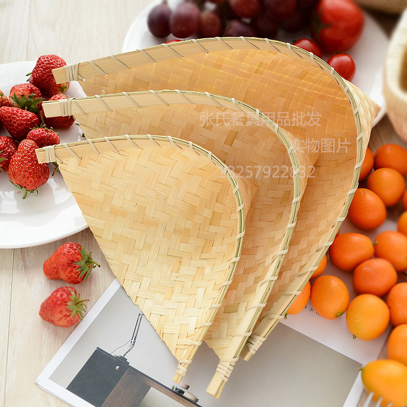 特色爆款个性酒店用品餐具簸箕造型竹编水果篮竹盘子凉菜餐盘餐具