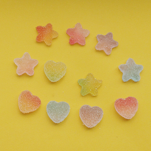 包邮 花鞋 渐变色五角星爱心QQ软糖洞洞鞋 鞋 扣花扣贴花 沙滩鞋 10个