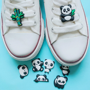 球鞋 白板鞋 花鞋 包邮 上配件 扣鞋 可爱大熊猫卡通运动鞋 带鞋 10个 鞋
